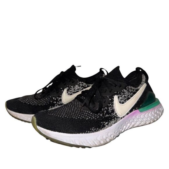 Nike Epic React Flyknit 2 GS Oreo Black Sneakers Kids 7 7Y AQ3244 Running Shoes - Picture 2 of 7